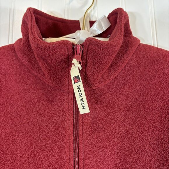 Woolrich Womens Ruby Red Full Zip Fleece Jacket Size Large Mock Neck Casual Cozy - Picture 3 of 14